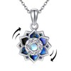 JERWLI Fidget Lotus Necklace S925 Sterling Silver Spinning Lotus Moonstone