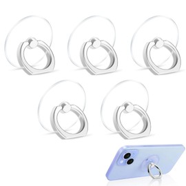 LKCCTK Clear Smartphone Ring, Set of 5, Round, 360 Degree Rotation, Single Hand Operation, Fall Prevention & Stand Function, Universal Smartphone Stand, Mobile Ring