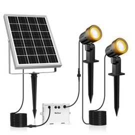 MEIHUA Solar SpotLights Outdoor 3 Brightness Adjustable, 2 in 1 Solar Garden Lights Outdoor IP66 Waterproof 2700K Smooth/Flash Solar Landscape Spot Lights Spike Lights for Garden Path Tree Statue