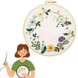 Traziewell Full Range Embroidery Starter Kit DIY Cross Stitch Stamped Embroidery Kit for Adults Beginner 0516