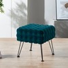 Warmaxx Teal Square Faux Fur Bubble Ottoman Soft Fuzzy Entryway