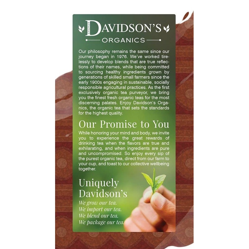 Davidson's Organics, Red Vanilla, 25-count Tea Bags, Pack of 6