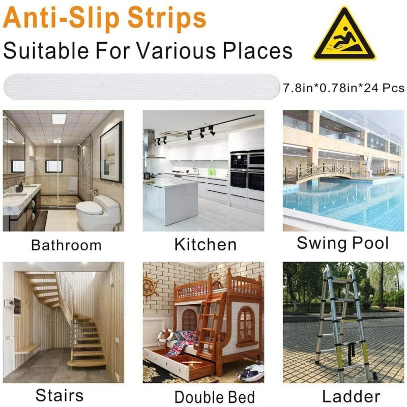 Unbranded 24PCs Bath Tub Shower Stickers Anti Slip Grip Strips