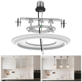 tebio 6-Inch Recessed Can Light Conversion Kit for Pendant Light or Ceiling Fan, Ceiling Fixture Adapter with 7¾" Decorative White Plastic Medallion, Retrofit Kit for 6" Recessed Housing