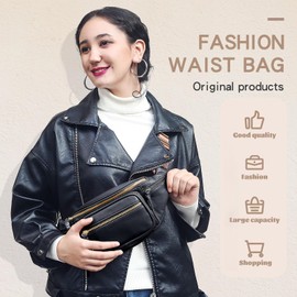 miss fong Leather Fanny Packs for Women, Small Crossbody Bags for Mom,Mini Diaper Belt Bag for Women, Waist Bag with 9 Pockets