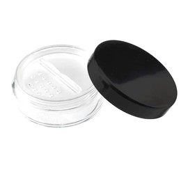 HAHIYO 1Pcs 10ml/0.34oz Plastic Empty Travel Compact Case Makeup Cosmetic Jar Refillable Powder Box No Leak Powder Holder with Rotatable Sifter and Black Screw Lid
