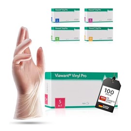 Viawant® Vinyl Pro Disposable Gloves Vinyl Gloves S [Pack of 100] Very Touch Sensitive - Sturdy, Powder-Free & Latex Free - Tear-Resistant Rubber Gloves