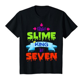 Kids 7th Birthday Slime King Shirt 7 Year Old Boys Party Gift T-Shirt