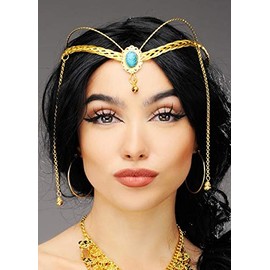 Magic Box Princess Jasmine Style Gold Crown Headpiece with Jewel