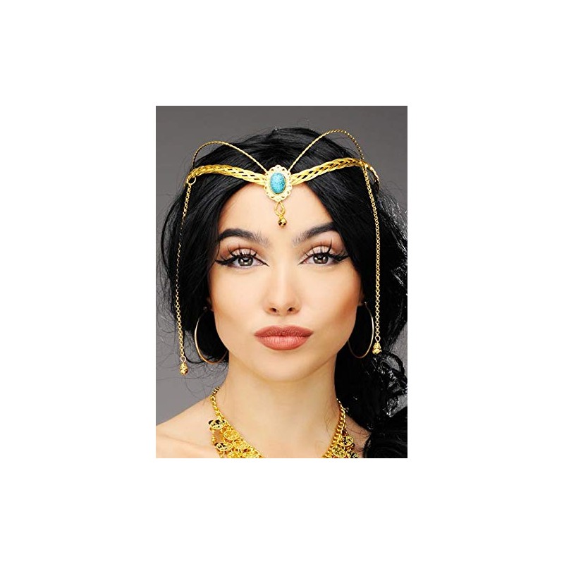 Magic Box Princess Jasmine Style Gold Crown Headpiece with Jewel