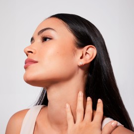 Secret & You Women's Pearl Earrings with Round Freshwater Cultured Pearl | Available in 6 Sizes from 6-6.5 mm to 11-11.5 mm | Available in 750 Gold 18 Carat or in Rhodium-Plated 925 Sterling Silver,