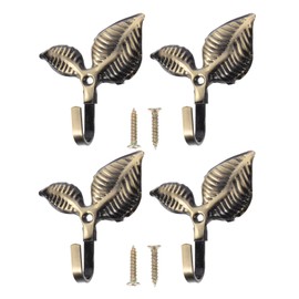 iplusmile Leaf Wall Hooks Iron Hooks - 4pcs Metal Leaf Shape Wall Decoration Hook, Wall Mount Coat Hooks Hat Hooks Single Prong Coat Hanger for Bedroom Hallways(Bronze) Coat Hook Leaves