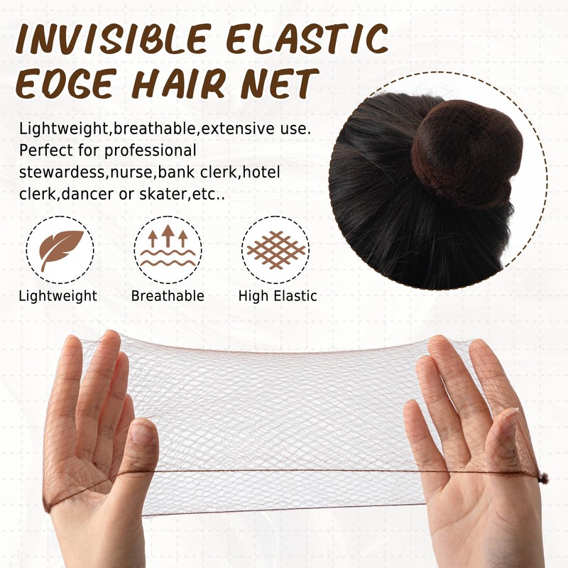 Blulu 65pcs Bun Hair Nets Invisible Elastic Edge Mesh and