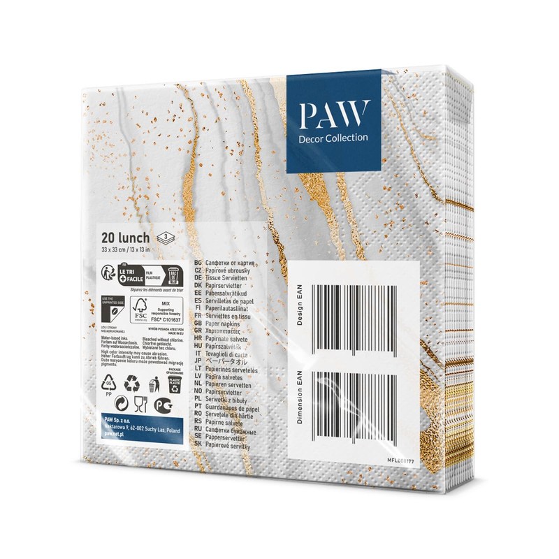Paw Golden Marble Lunch Napkin
