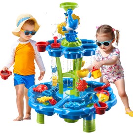 Guminnara 3-in-1 Water Table for Toddlers 1-3, Summer Outdoor Beach Outside Backyard Activity Sensory Kids Sand and Water Table, Birthday Party Gifts for Kids Boys and Girls Ages 3 4 5 6 7 8