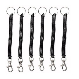 Spring Coil Keychain Key Cellphone Snap Hook Cord Retractable Key Ring with Metal Lobster Clasp 6Pcs