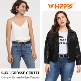 WHIPPY Women Plus Size Leather Belt Fashion Cowhide Belt with Fixed Pin Buckle for Jeans Pants Dress, C-black (pistol black buckle)