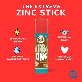 Sun Zapper Extreme Zinc Stick "Red Flash" SPF 50+ | Protector Solar Mineral en Stick Mineral a base de zinc color ROJO 15g |Alta protección solar UVA/