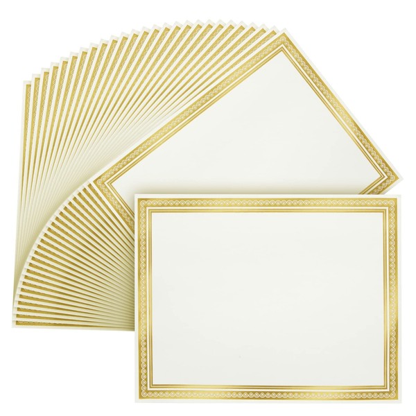 50 hojas de papel certificado para imprimir con borde de lámina dorada para diploma de graduación, premios de logros (8.5 x 11 pulgadas)