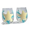 Starfish Blue Coral Stemless Hand Painted Wine Glasses Set of