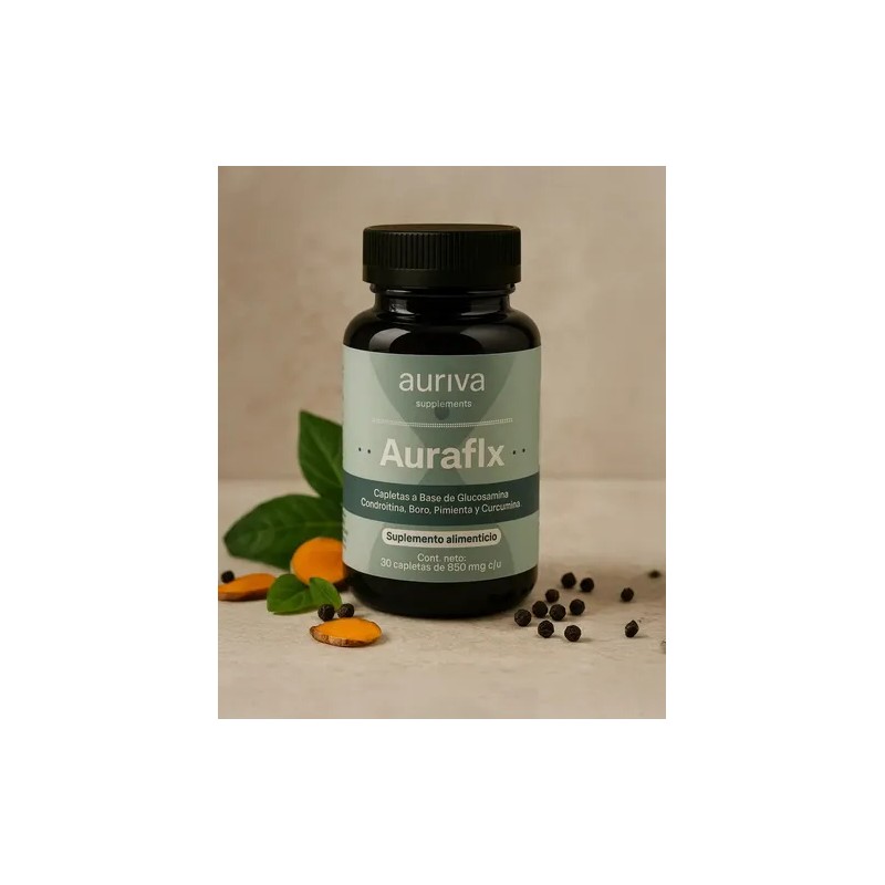 Suplemento para Articulaciones Auriva AuraFlx con Glucosamina y Cúrcuma