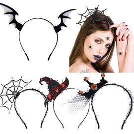 MIRAE Halloween Headband, 4-Piece Set, Headband, Cosplay Supplies, Costume Accessories, Party, Fancy Dress, Decoration Prop, Hair Ornament, Spider, Devil, Witch, Crown