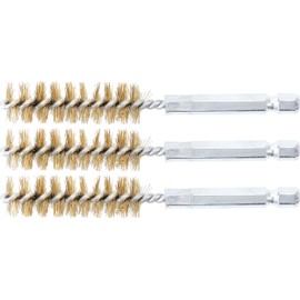 BGS 3078-14-M | Brass Brush | 3-Piece | 14 mm | Drive External Hexagon 6.3 mm (1/4 Inch) | Hole Wire Brushes | for BGS 3078