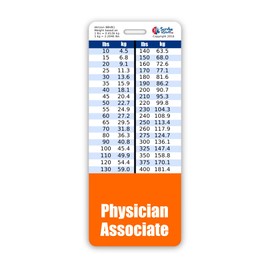 Physician Associate Badge Buddy Vertical w/Height & Weight Conversion Charts (Oversized, Orange)