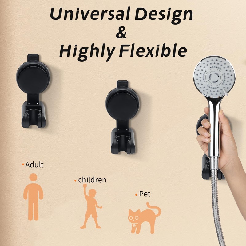 Roellgs Shower Head Holder, Strong Suction Cup Shower Bracket,Height Adjustable