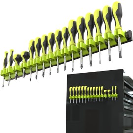 Olsa Tools Magnetic Screwdriver Organizer | Professional Quality Tool Organizer | Fits up to 16 Screwdrivers | Black and Green