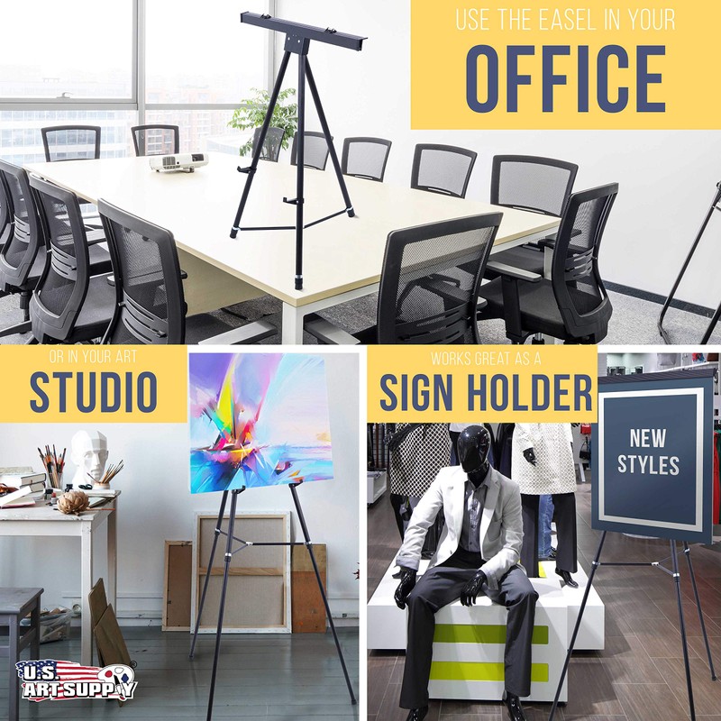 U.S. Art Supply 70" High Boardroom XL Black Aluminum Flip