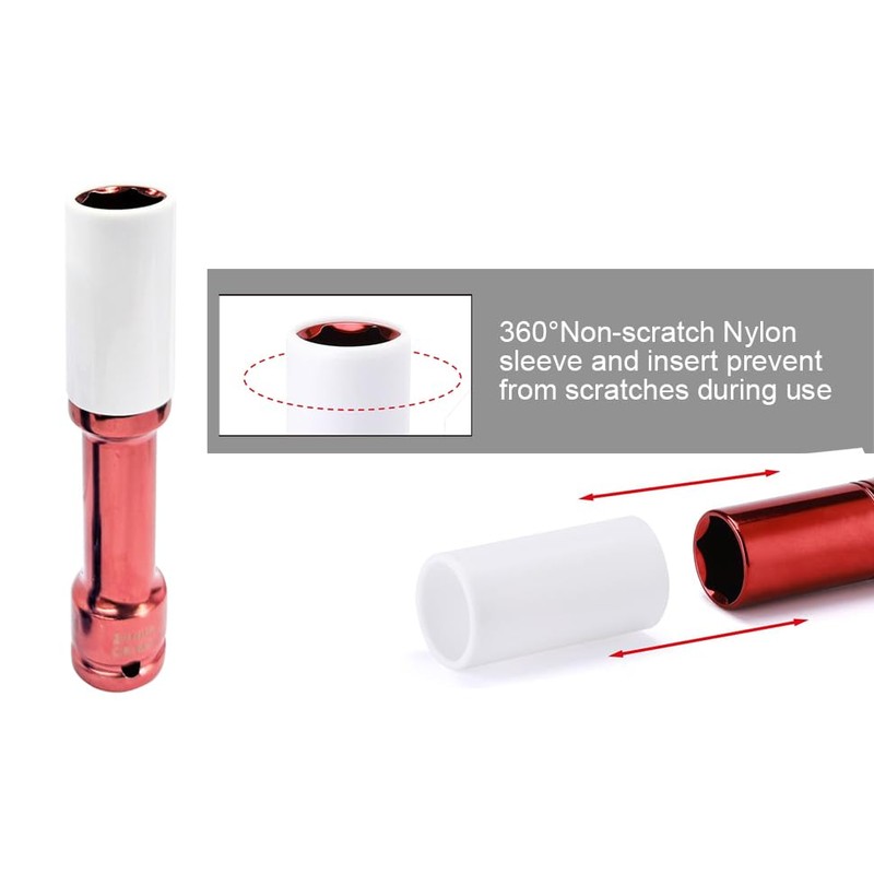 NORTOOLS 1/2 Drive Extra Long Impact Lug Nut Socket Set,