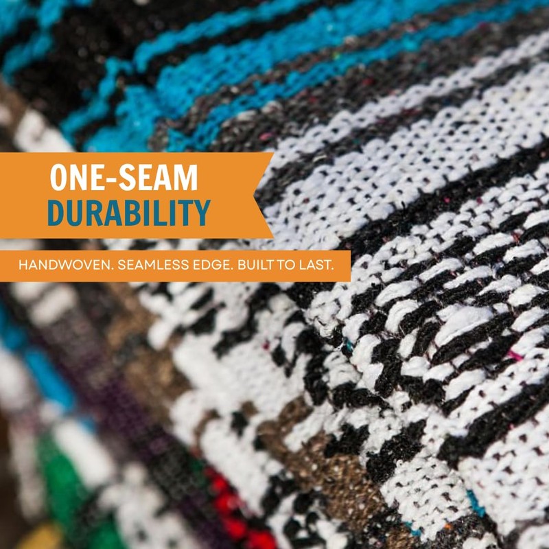 BAJA STYLES Large Mexican Blanket in Royal — Handcrafted Serape