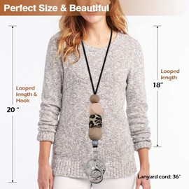 Aslana Badge Lanyards for Women Fashion Silicone Beaded Lanyard Safety Breakaway Lanyard Necklace for Keys ID Badge Holder (Bluish Beads, 1)