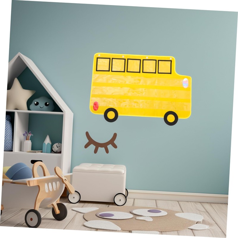 Operitacx Large Bus Shaped Alphabet Pocket Chart for Classroom Organization