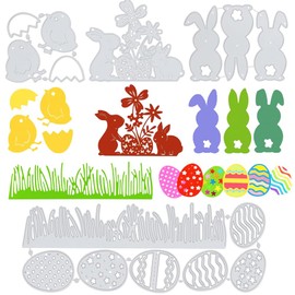 Set of 4 Easter cutting stencils, cutting stencils, Easter bunny, Easter eggs, Easter embossing stencils, cutting dies, for paper design, card making, scrapbooking and much more