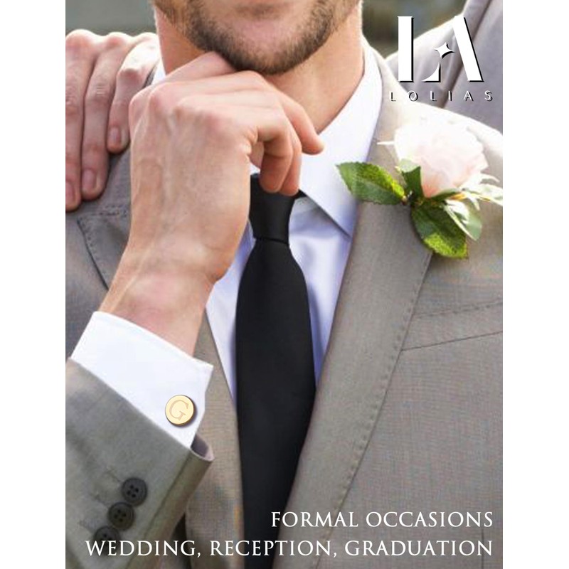 LOLIAS Cuff Links Mens Accessories Jewelry Classic Initial Cufflinks with