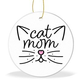 Christmas Ornament Ceramic Keepsake,Cat Mom,Xmas Gifts for Friends,Family,Colleagues