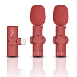 NiYo USB-C Lapel Microphone: Elite Audio Quality for Content Creators, Podcasters & Tech Enthusiasts, Video Recording, Reels, Shorts, YouTube, Vlog, TikTok & More (Red (2 Mics 1 Receiver))