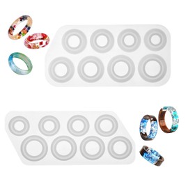 2 Pcs Silicone Ring Mold 2 Styles Ring Jewelry Casting Mold 8 Sizes Round and Rhombic Faces Rings Pendant Resin Casting Molds for DIY Rings Earrings Necklace Pendants Keyrings Decorations Making