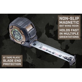 Spec Ops Tools 25-Foot Elite Series Magnetic Tape Measure, 1 1/4" Double-Sided Blade, 12 Feet of Stand Out, Military-Grade Composite Case, 3% Donated to Veterans