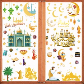 Ramadan Window Stickers, Pack of 121 Window Stickers, Eid Mubarak, Ramadan Eid Mubarak Decoration, Window Decoration, Star Crescent Moon, Ramadan Eid Mubarak Decorations, Window Decoration Muslim