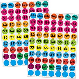 Removable Garage Sale Stickers, 1400 Pcs Yard Sale Price Stickers, 3/4" Round Preprinted Garage Sale Price Stickers Labels for Flea Markets, County Fairs & Retail