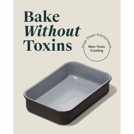 Caraway Nonstick 9” x 6.5” Small Rectangle Baking Pan – Non-Toxic, PTFE & PFOA Free – Aluminized Steel Core – Deep Ceramic Baking Pan for Casseroles, Lasagna & More - Black