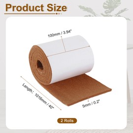 uxcell Felt Strips with Adhesive Backing, 2 Rolls 4" x 40" x 0.2" Anti Scratch Furniture Felt Tapes Self-Stick Pads for Protecting Hardwood Floor, Light Brown