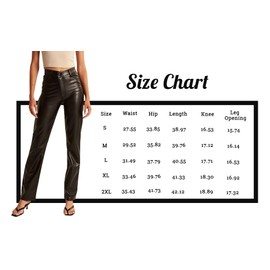 Zebaexf Womens Faux Leather Pants High Waist Straight Leg Pants with Pockets Black XL