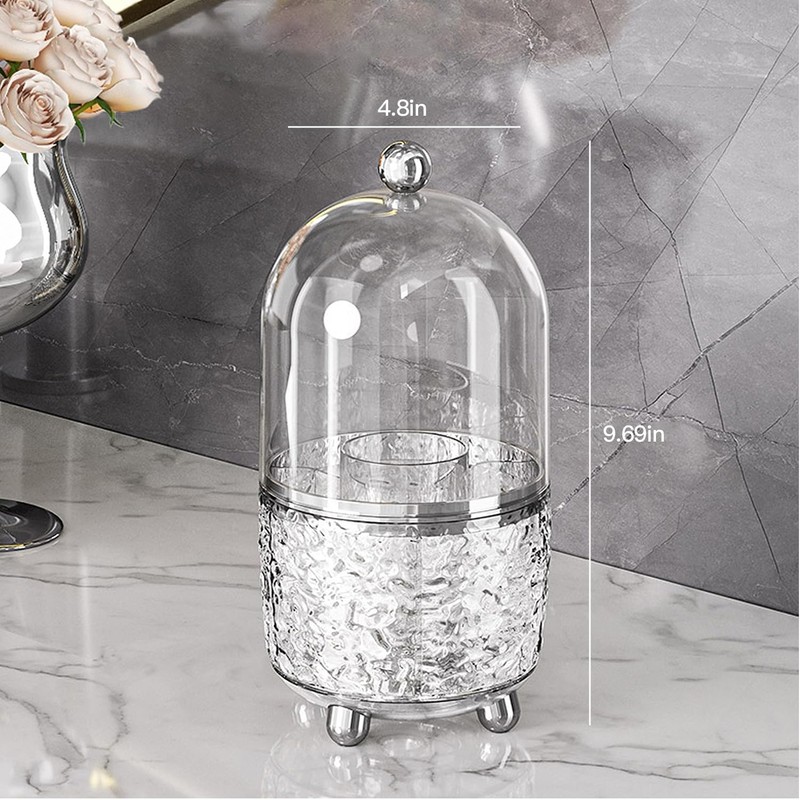 ARAINY Makeup Brush Holder with Lid, 360° Rotating Cosmetic Tools