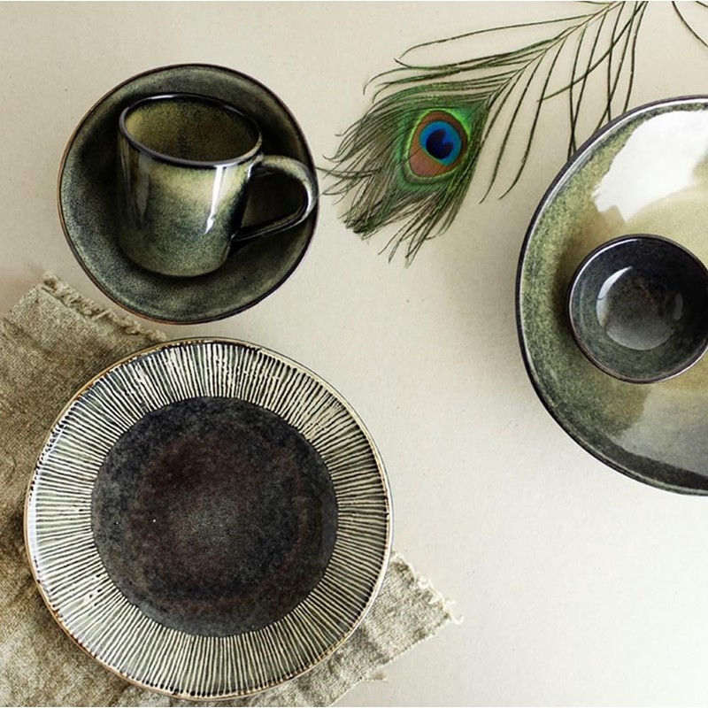 Dutch Rose Organic Bowl 23 cm Green Stoneware