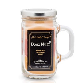 Deez Nutz Scented Candle - Banana Nut Bread,Toasted Coconut,Hazelnut Scented Triple Layer Candle-10.5 oz Mason Jar Candle Funny Gag Joke Candle Poured in Small Batches in USA- The Candle Daddy,Brown