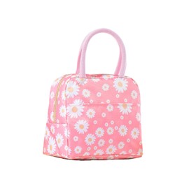 Elionless Insulated Lunch Bag, Portable Thermal Lunch Bags Cooler Bag Lunch Box Organizer Tote Bag for Women Adults Kids Girls Work School Picnic Camping Travel (Daisy Pink)